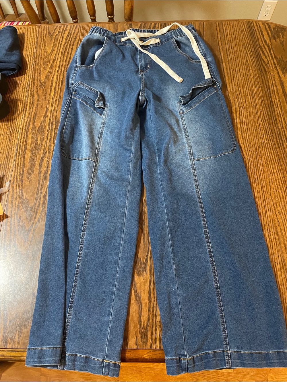 Sidefeel Drawstring Wide Leg Cargo Style 6 Pockets